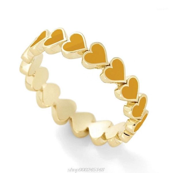 

wedding rings 7pcs colorful heart ring alloy set for women girl couple cute love plain stackable finger m20 21 dropship1, Slivery;golden