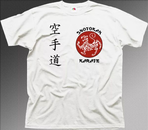 

skan karate martial arts mma ufc white cotton t-shirt 01460, White;black