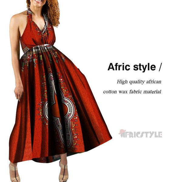 

ethnic clothing 2021 afric style 100% wax fabric women bell bottom dashiki print african casual clubwear party long dress wy5816, Red