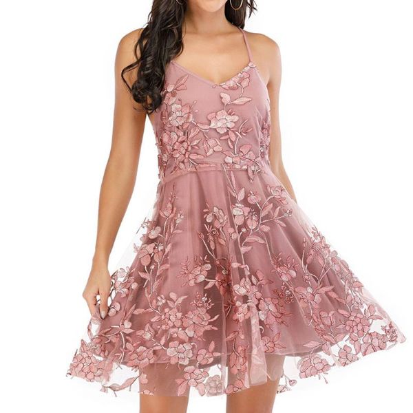

women sleeveless sling dresses irregular flowers embroidery mini dress summer fashion v-neck party club vestidos women's swimwear, White;black