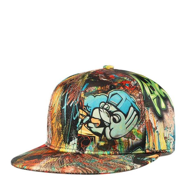 Ball Caps Hip Hop Hut Weibliche 3D Graffiti Flache Krempe Männliche Baseball Kappe Cartoon Muster Eimer Panama