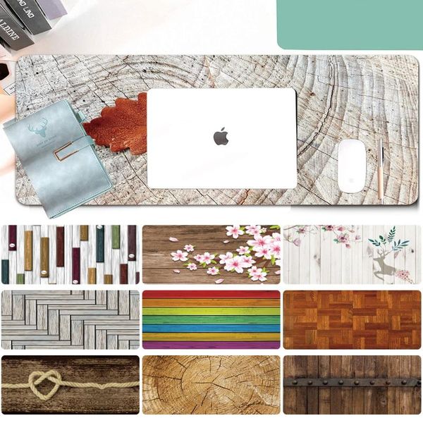 

mouse pads & wrist rests wood grain pattern large portable pad pu leather laptable protector desk mat mousepad home office game