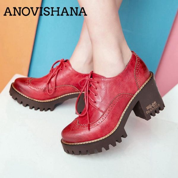 

high heel pumps brogue shoes woman platform vintage t strap women zapatos mujer d019 dress, Black