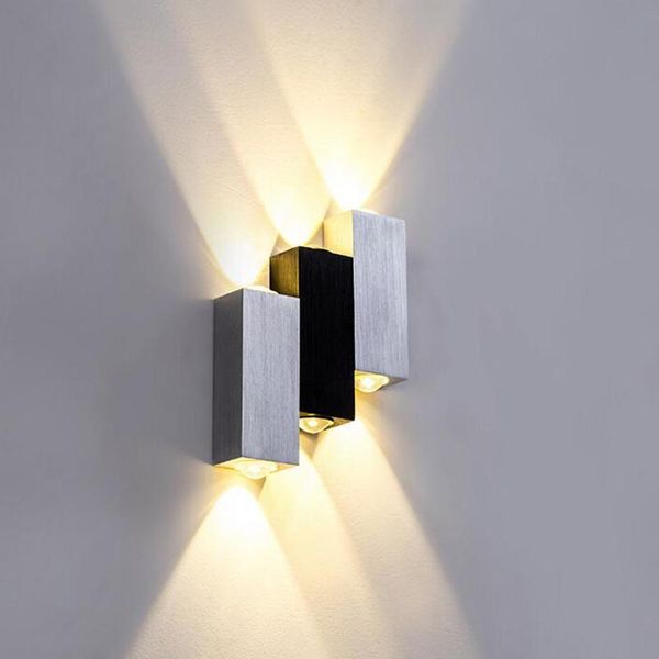 

12pcs/lot 6w wall lamps indoor lamp square led spot aluminum modern black white home decoration light for bedroom dinning room