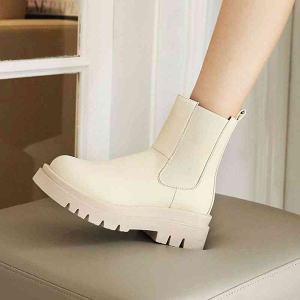 

boots synthetic leather boots, women's platform, thick high heels, informal, warm and elastic, size 34-42, winter gtnz, Black