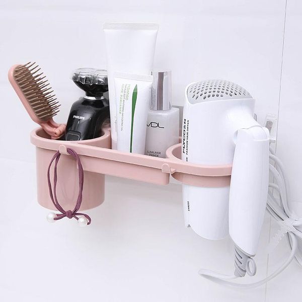

hair dryer rack bathroom shelves punch easy installation towel brushteeth shampoo holder organizer