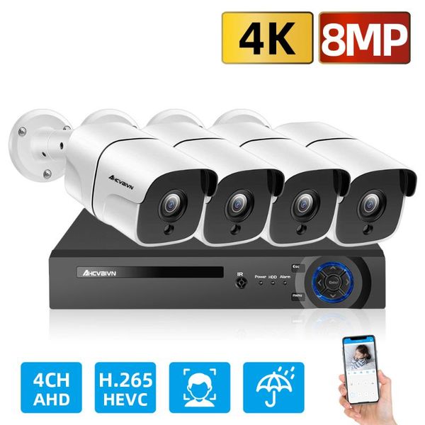 

outdoor cctv camera system 4k security dvr kit waterproof home video surveillance hdd p2p h.265+ wireless kits