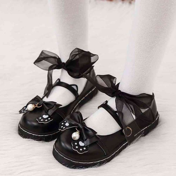 

sandals cosplay girl black platform lace up buckle marry janes shoes women butterfly knot cute lolita pumps