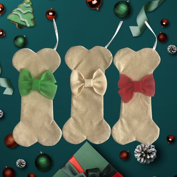 Bones Dog Bones Santa Claus Candy Moda Bowknot Sock Xmas Tree Pingente Festival Party Decoração 4600 Q2