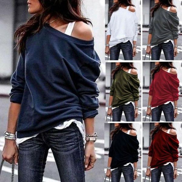 

women's blouses & shirts womens cold off shoulder shirt long sleeve autumn blouse pullover, White