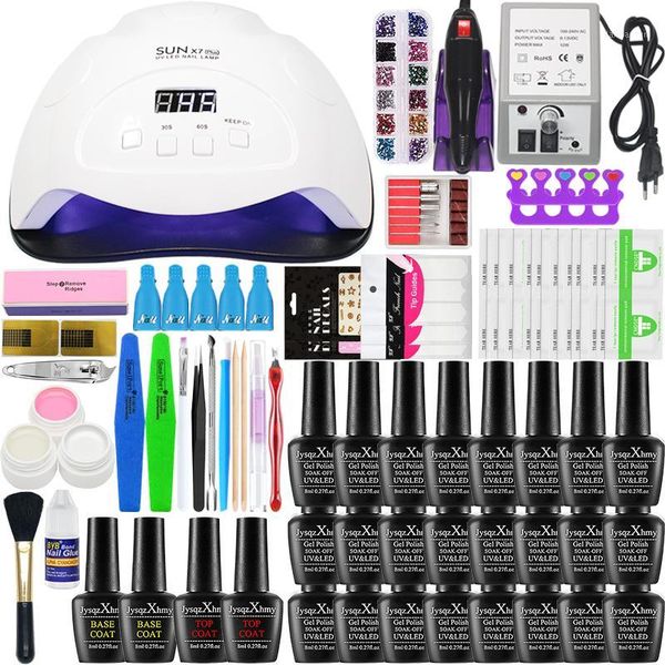

manicure set with 84/54/24 w uv led lamp for nail art, tool kit and soak off gel polish nail, drill machine set1