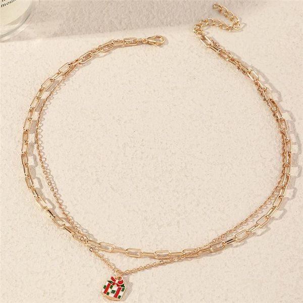 

chokers luxury double layers metal chain necklace cute christmas pendant neckalces items fashion accessories, Golden;silver