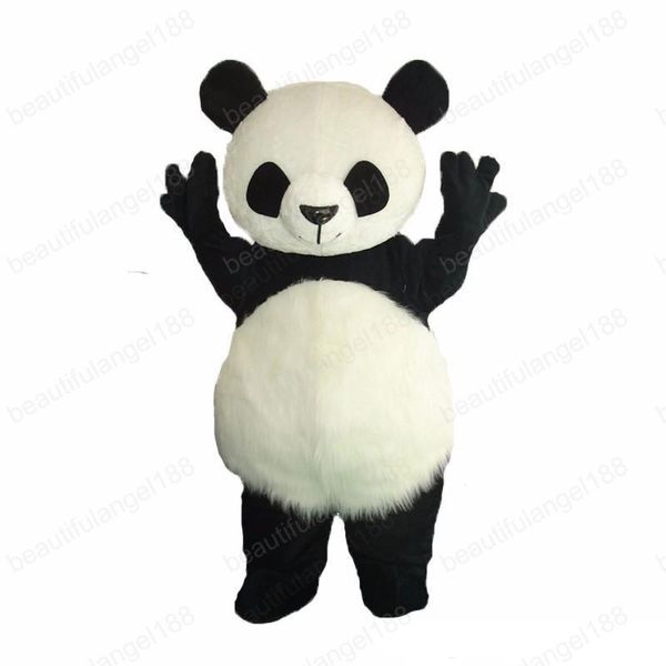 Costume della mascotte del grande panda di Halloween di alta qualità personalizza il personaggio del tema del fumetto animale di peluche del fumetto Formato adulto Carnevale di Natale in maschera