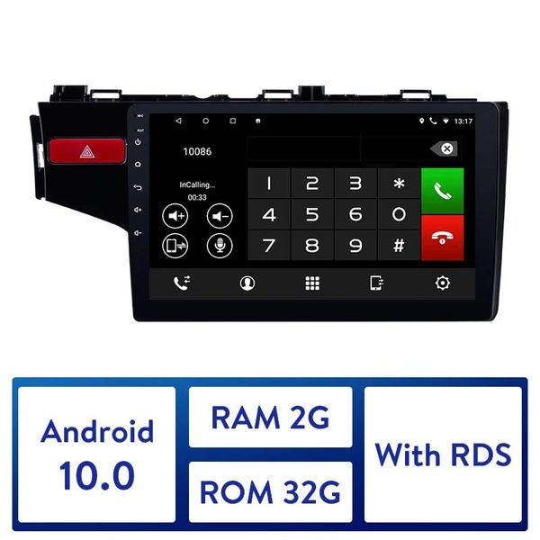 2GB Ram Player Android 10.0 Car DVD Cabeça de Rádio Estéreo Unidade GPS Navi para 2014-2017 Honda Fit Supir Support OBD2