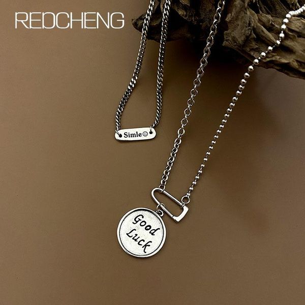 

chains redcheng 925 sterling silver english alphabet necklaces for women trendy design classic luxury temperament party jewelry gifts