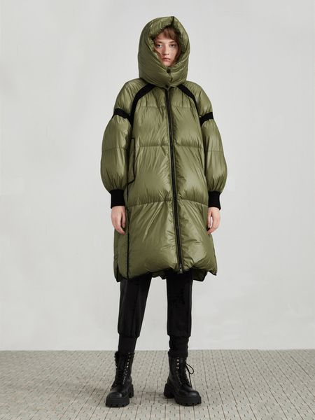 

women's down & parkas winterr coat women original design casual loose hooded thick warm glossy amy green long jacket abrigos mujer invi, Black