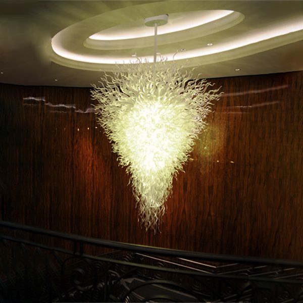 Foyer Luminárias Pendentes Antigas Lâmpadas LED Branco Iluminação Interna Lustre de Iluminação de Arte em Vidro Soprado Longo