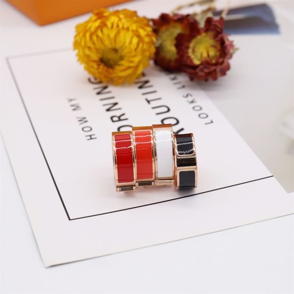 

fashion ring letter design enamel for man woman rings womens jewelry 4 colors optional with gift packing, Silver