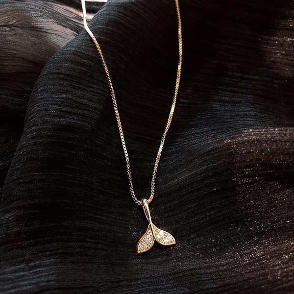 

pendant necklaces women's fishtail clavicle chain short minimalist necklace, Silver