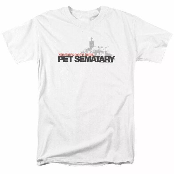 

pet sematary logo t shirt mens licensed horror movie tee white, White;black