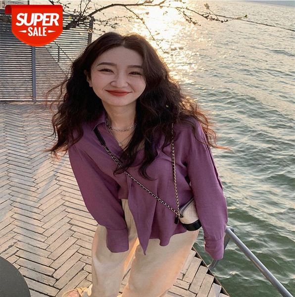 

ren xiaoyi lit e mode irregular temperament purple shirt female design sense thin #uy73, Black;gray