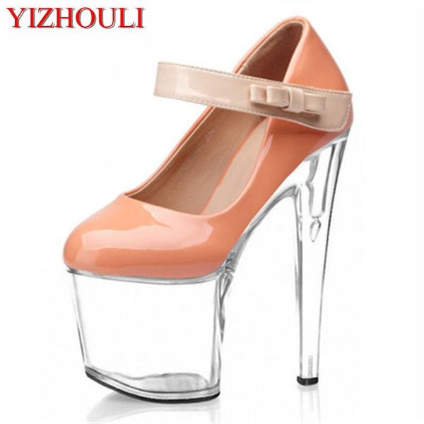 

transparent waterproof platform with a 15-17-20cm heel, high heels, and nightclub heels for the stage show dress shoes, Black