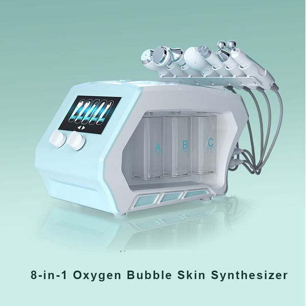 

8 in 1 ultrasound water oxygen sprayer skin peel and hydra dermabrasion beauty facial cleansing rf face care machine, Black;white