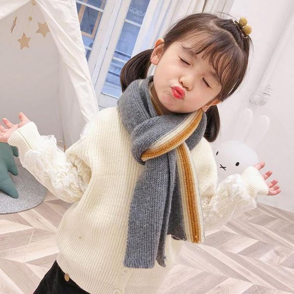 

scarves & wraps 2021 autumn and winter stripes cashmere long thick warm knitted fabrics soft comfortable children's, Red;brown