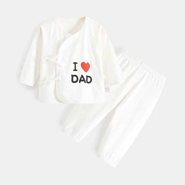 Vestiti per neonato Manica lunga Ragazza Ragazzo Abbigliamento per bambini I Love Dad Mom Design 100% cotone Pagliaccetti De Bebe Costumi Bianco G1023