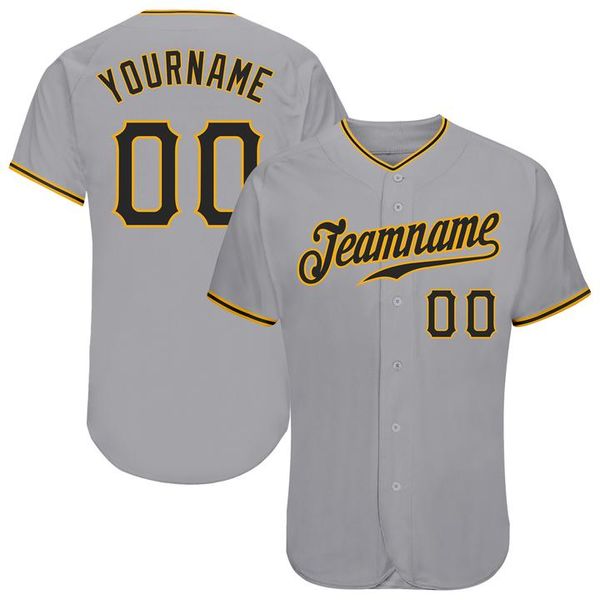

custom gray black-gold authentic baseball jersey, Blue;black