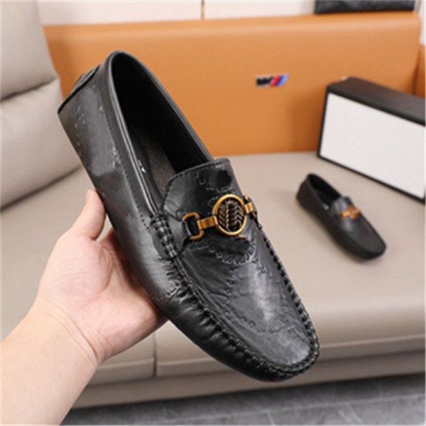 

[with box] designer mens flat casual shoes authentic cowhide metal buckle leather shoe mules princetown men trample lazy dress shoes a08, Black