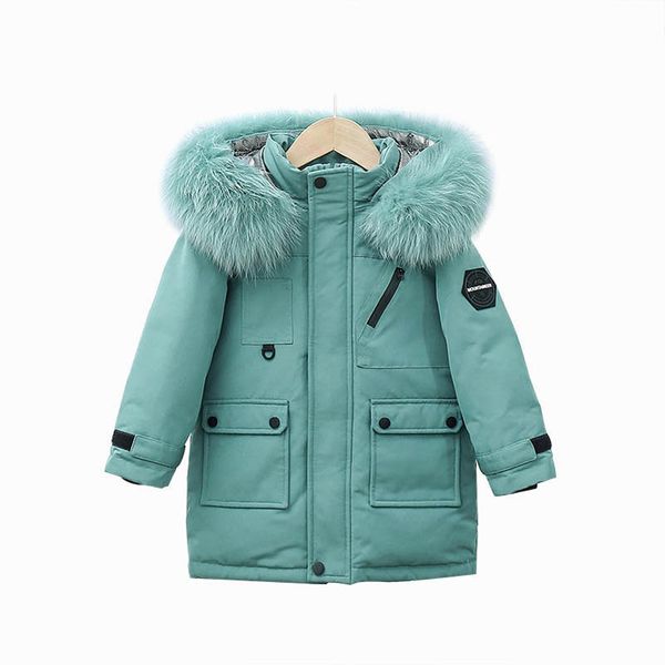 

children down coat kids winter outwear girls clothes boys clothing childrens jacket long thick hooded jackets warm coats b8410, Blue;gray
