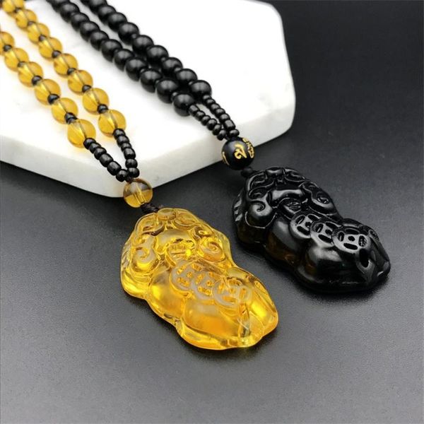 

pendant necklaces pixiu necklace a that symbolizes wealth and auspiciousness chinese feng shui belief simitate obsidian, Silver
