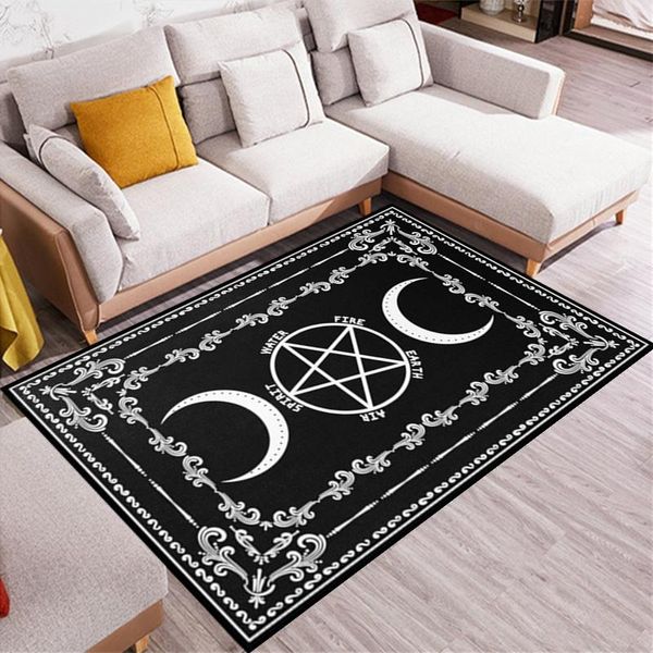 Carpets Black Witch Sun Moon Adivinação 3D para sala de estar sem escorregamento casas decorativas Mat DT37