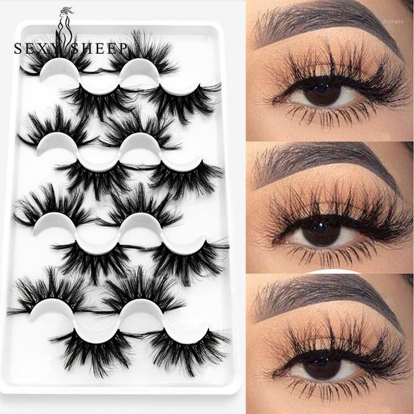 

5/8 pairs mink false eyelashes natural wispy fluffy dramatic volume fake lashes extension 13-25mm handmade soft eye makeup1