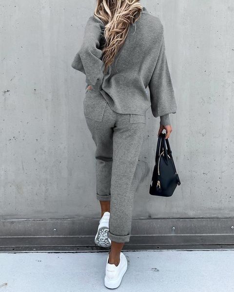 

winter autumn two piece set tracksuit women velvet plus oversize sweatshirts casual femme suits pant women's tracksuits, Gray