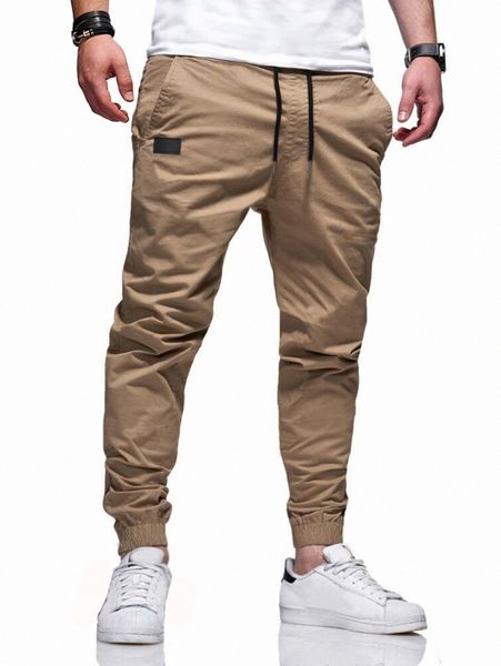 

men drawstring waist carrot pants s2lr#, Black