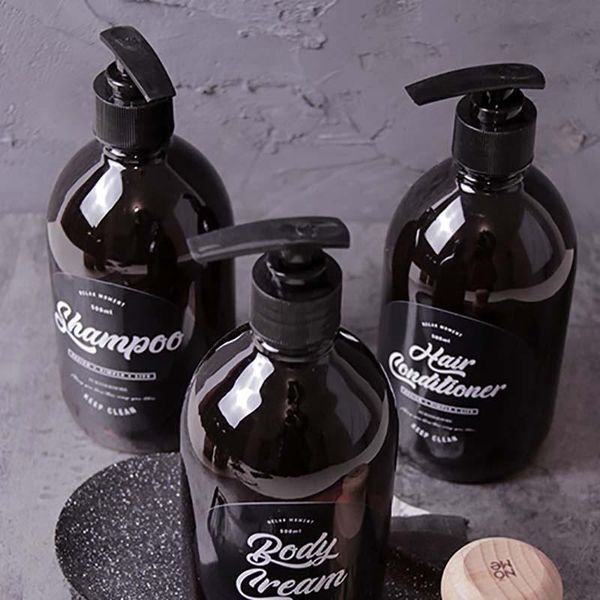

liquid soap dispenser 1pcs multi purpose refillable nordic style bathroom shower accessories shampoo conditioner bottles brown press 500ml