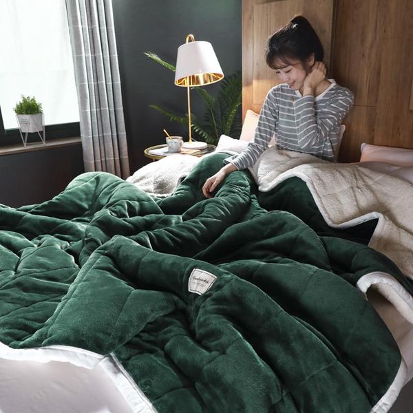 

blankets thicken weighted blanket double layer super warm flannel for beds fleece and throws winter bed cover