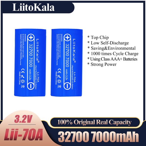 2021 new LiitoKala Lii-70A 3.2V 32700 6500mah 7000mAh LiFePO4 Battery 35A Continuous Discharge Maximum 55A High power batteries AAA