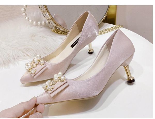 

women's shoes in spring and autumn high fine heel pointed end @p670, Black
