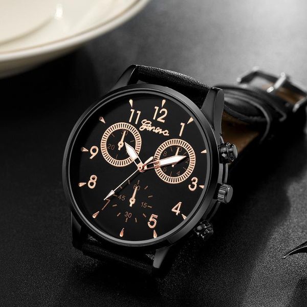 

wristwatches fashion geneva watch men sports watches leather band quartz wristwatch 2021 man male clockrelogio masculino heren horloge, Slivery;brown