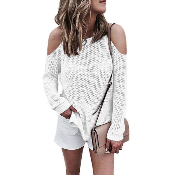 

spring and autumn casual woman white thin sweaters off the shoulder mesh knitted o-neck armygreen hollow out pullover women's, White;black