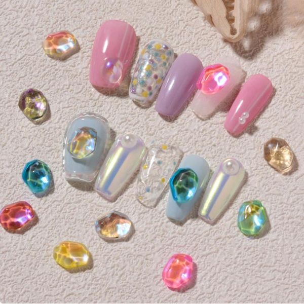 

nail art decorations ice cube water ripple translucent manicure accessories crystal ornaments jewelry diy decoration, Silver;gold