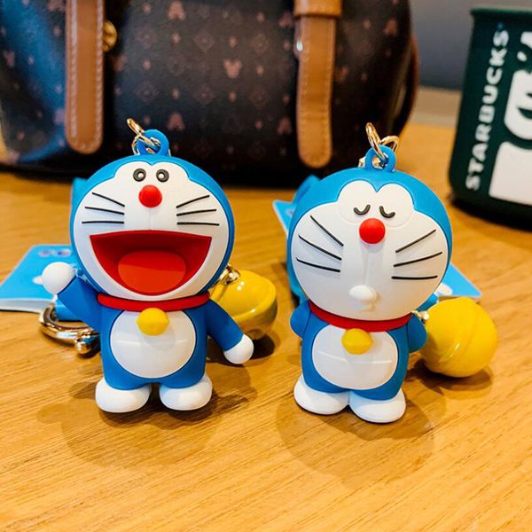 

wholesale fashionable cartoon keychains key buckle men women bag handmade keychain silica gel doraemon pendants accessories 2 classic styles, Silver