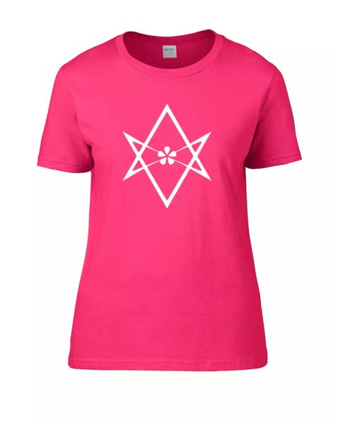 

aleister crowley unicursal hexagram women's t-shirt, White;black