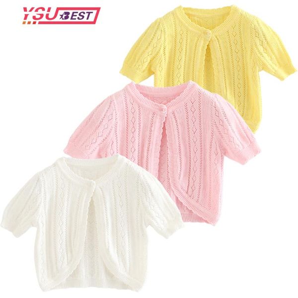 

jackets girl's cardigan short-sleeved jacket thin summer children shawl coat baby child sweater casual knit girls, Blue;gray