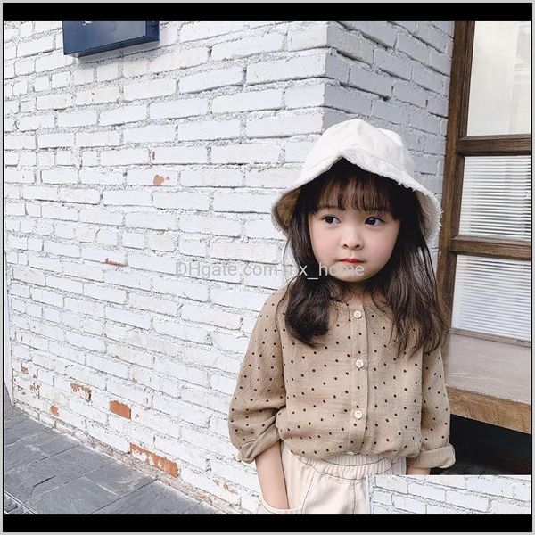 Bebek Giyim Bebek Çocuk Annelik Damla Teslimat 2021 Kore Tarzı Sevimli Nokta SigleBreasted Moda Kızlar Için Shirts Pamuk 2 Renkler Casual Shir