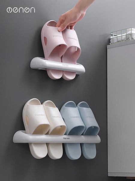 

bath accessory set bathroom slipper rack wall mounted toilet shoes storage artifact non perforated shoe