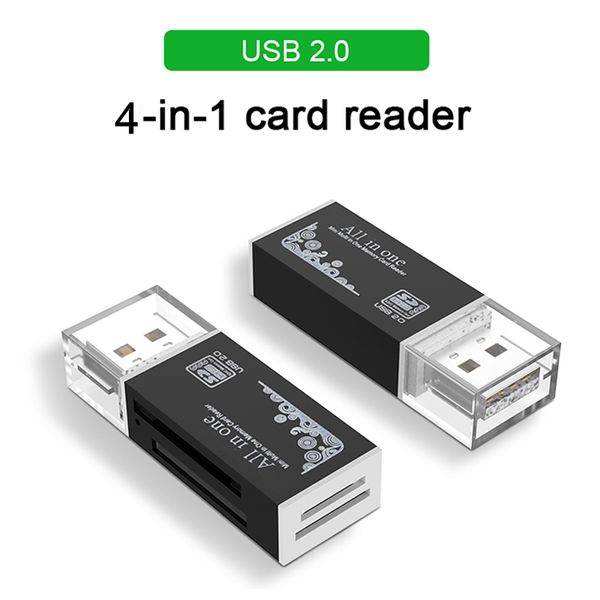 4 em 1 leitor de cartão USB 2.0 adaptador SD para micro-SD TF M2 MMC MS Pro Duo